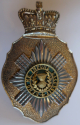 Belgic Shako badge with a Victorian Scots Guards Officers badge applied