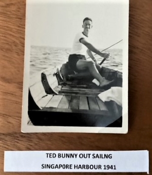 Ted Bunny out sailing. Singapore Harbour 1941